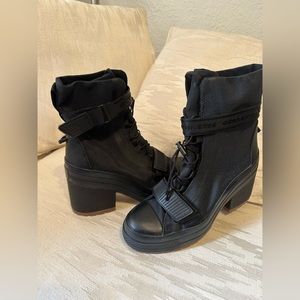 Converse lace up boots with Heel, 2 inch heel.